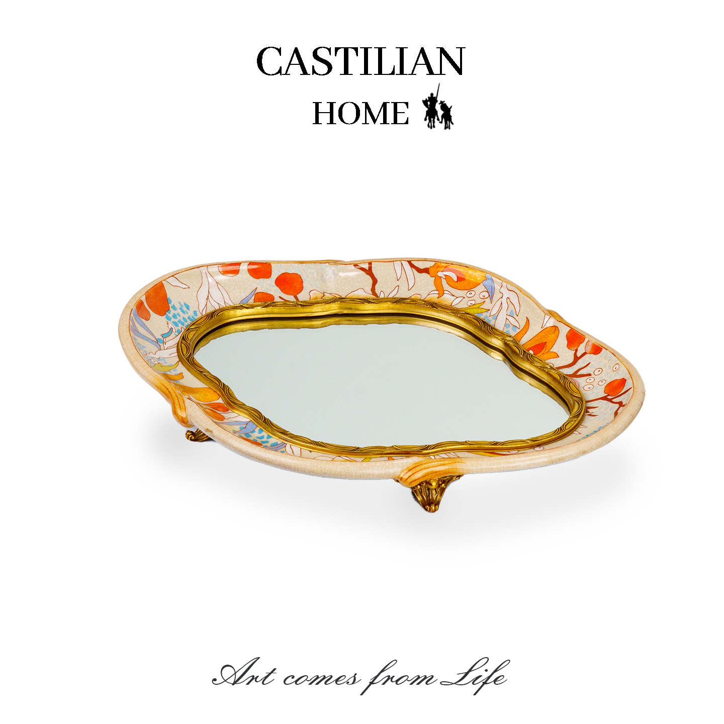 高档创意镜面托盘收纳盘摆件