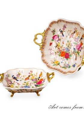 欧式高档轻奢陶瓷点心碟客厅茶几家用干果盘零食盘托盘摆件C5708