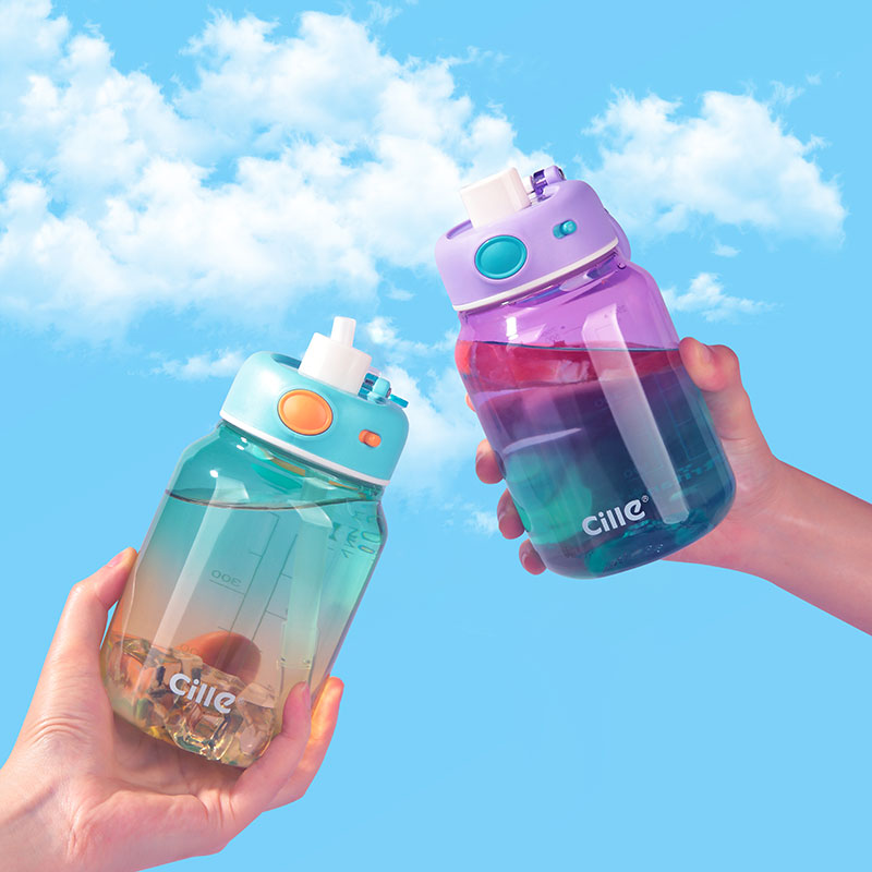 希乐水杯女生高颜值随身杯儿童大容量便携吸管杯学生运动直饮水壶