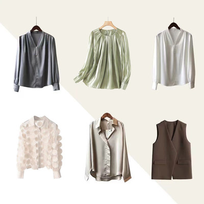 样板房陈设女士衬衫缎面丝绸衬衫