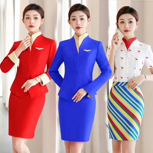 南航空姐制服职业套装高端2023新春秋红色礼仪酒店经理工作服装女