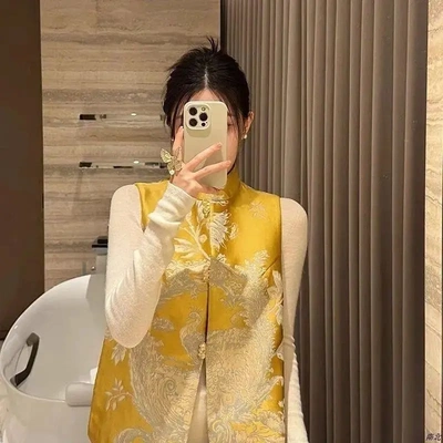 2025年新中式国风刺绣春秋马甲女