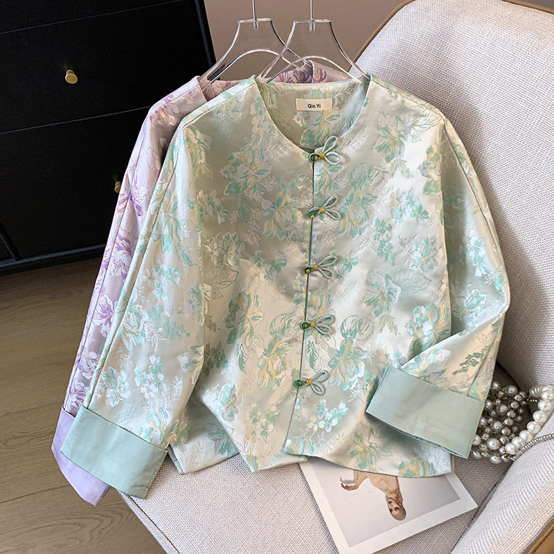 复古新中式国风提花刺绣外套