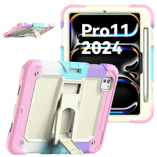 炫彩硅胶背带适用iPad Pro11 2024平板套iPad Air13 PC支架防摔壳