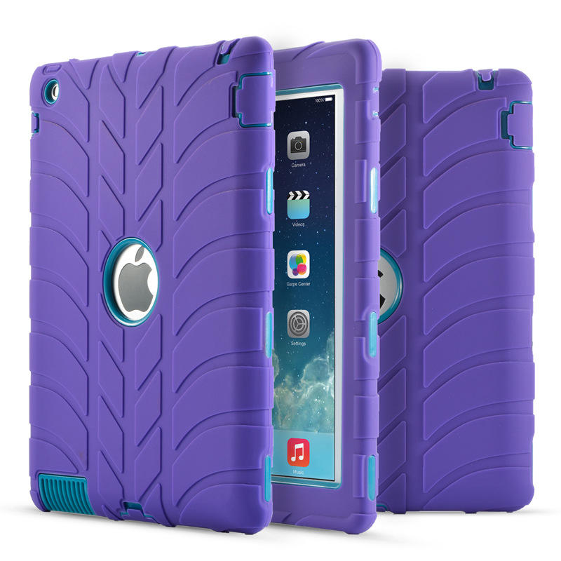 PC硅胶ipad mini4防震防摔轮胎纹平板皮套保护壳iPad迷你平板后壳