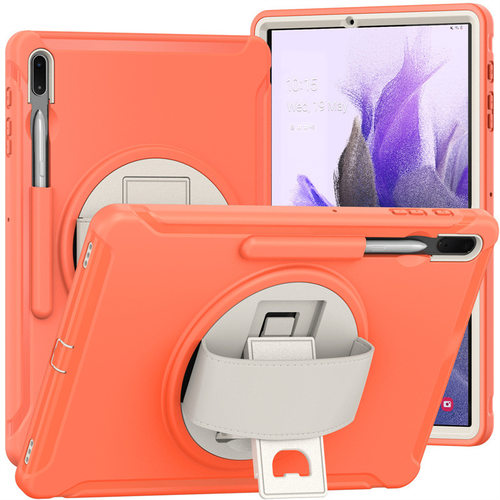 适用三星Tab S7 FE T730 TPU平板套真皮手带PC旋转支架T970保护壳