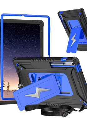 适用三星S10FE Plus背带PC硅胶防摔平板壳三星A9户外支架保护壳