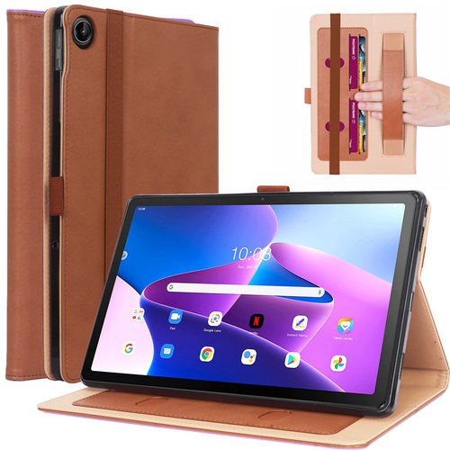 适用联想Tab M10 Plus 10.6寸3rd复古牛皮纹手托插卡平板保护皮套