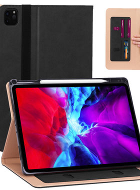 适用iPad Air4 10.9复古纹手托插卡平板保护套新iPad翻盖支架皮套
