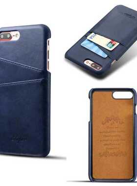 适用iphone8真皮手机壳复古小牛皮插卡后壳 iPhone 8plus保护壳