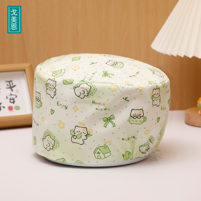 全棉手术帽卡通花帽医护工作帽女