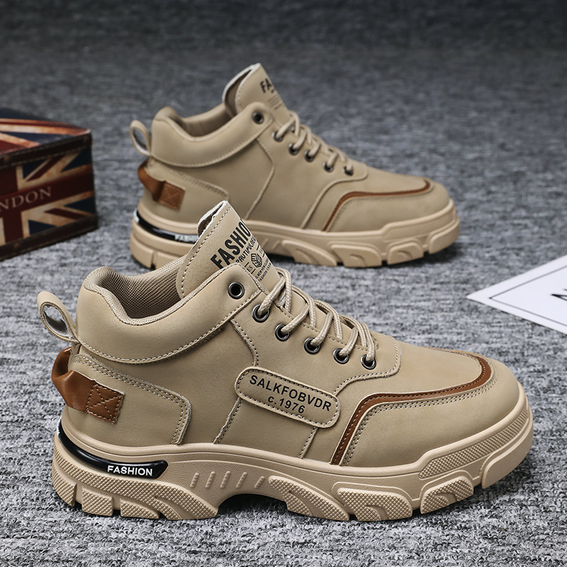 马丁靴男鞋秋季新款透气高帮工装