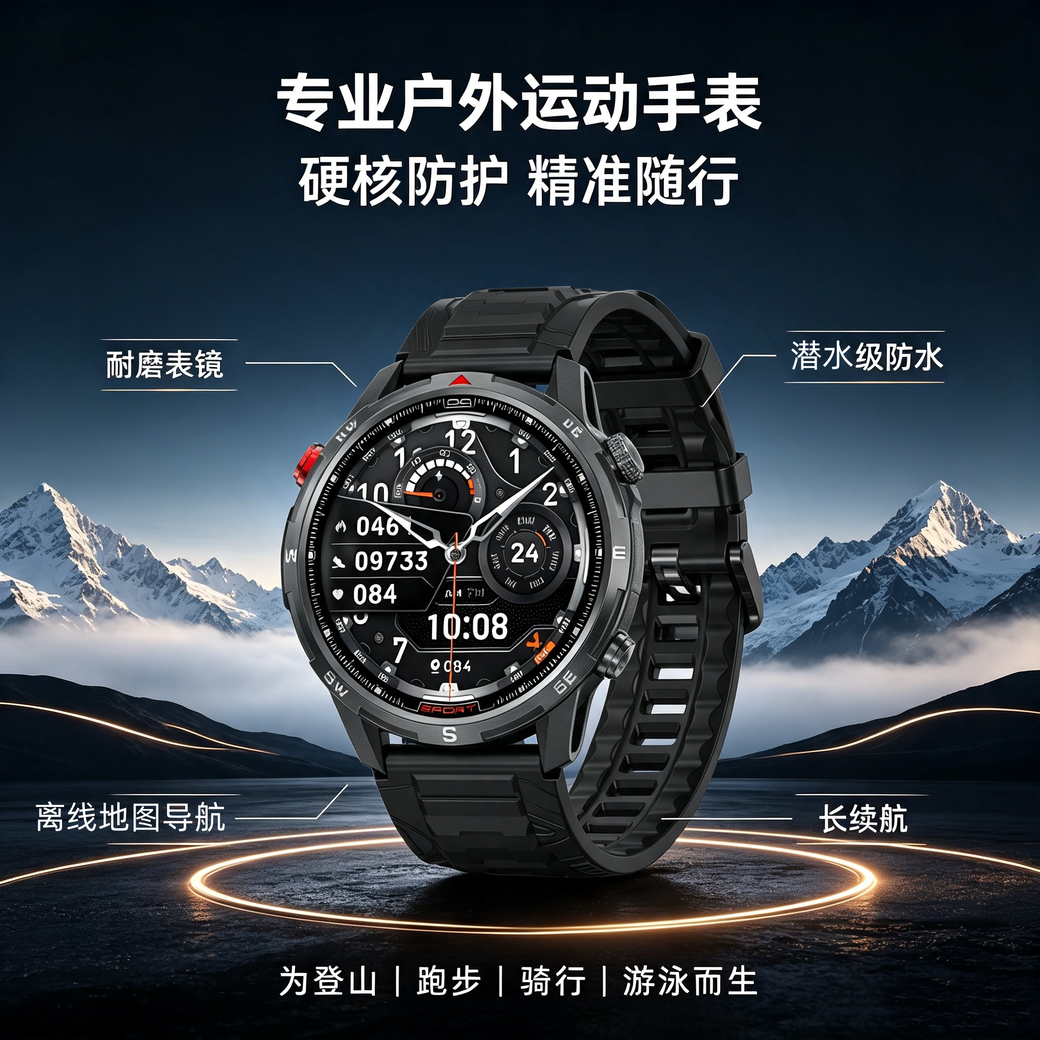 准舵跑步骑行登山户外运动手表