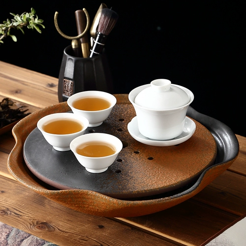 Сухой пузырь грубая керамика печь становится чайным подносом дома гостиная