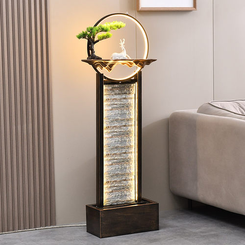 大型现代创意落地水幕墙循环流水摆件客厅电视柜玄关装饰乔迁招财