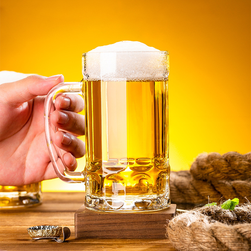 2025新款啤酒杯商用精酿扎啤杯家用带把玻璃杯子酒吧大容量喝酒杯