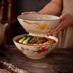 2026年新款中式陶瓷面碗家用一人一个大容量斗笠碗拉面碗泡面汤碗