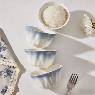 法式陶瓷米饭碗家用10个装高颜值吃饭小碗釉下彩陶瓷碗具碗碟餐具