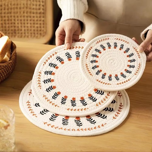 2025新款餐桌隔热垫家用棉麻编织