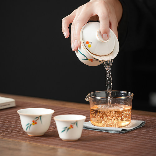 二才盖碗便携套装个人用功夫茶具