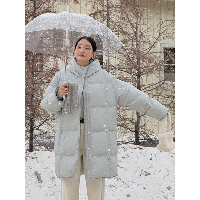 【】韩系通勤加厚中长款面包棉服女装冬季新款连帽外套n545b