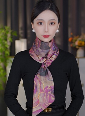 秋冬新款珠光棉耳朵巾女时尚百搭护颈丝巾双面印花保暖围巾围脖