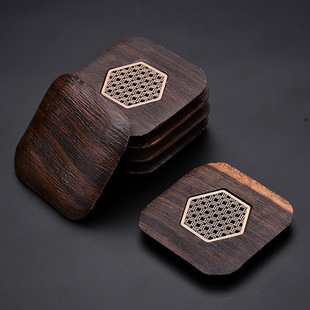 窗花黑檀茶杯垫茶道创意茶托创意隔热家用茶碟功夫茶杯垫子