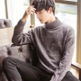 Áo len cao cổ nam mùa thu đông phiên bản Hàn Quốc của xu hướng áo len trùm đầu nam cộng với áo len nhung dày - Cardigan áo cổ lọ nam