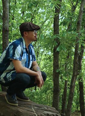 靛DIAN 型染夏威夷衬衫 蓝染糊染aloha shirt 夏季古巴领短袖