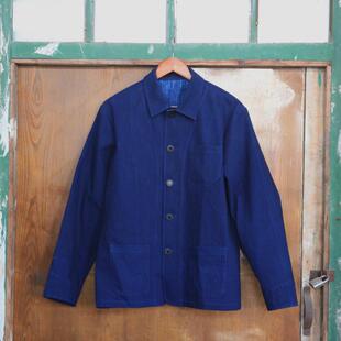 靛DIAN 经典蓝染法式工装 植物染色纯棉牛仔夹克 美式复古