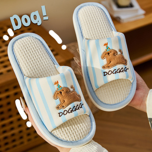 亚麻拖鞋女士2026新款春秋室内家居卡通居家四季棉麻布拖鞋男款夏