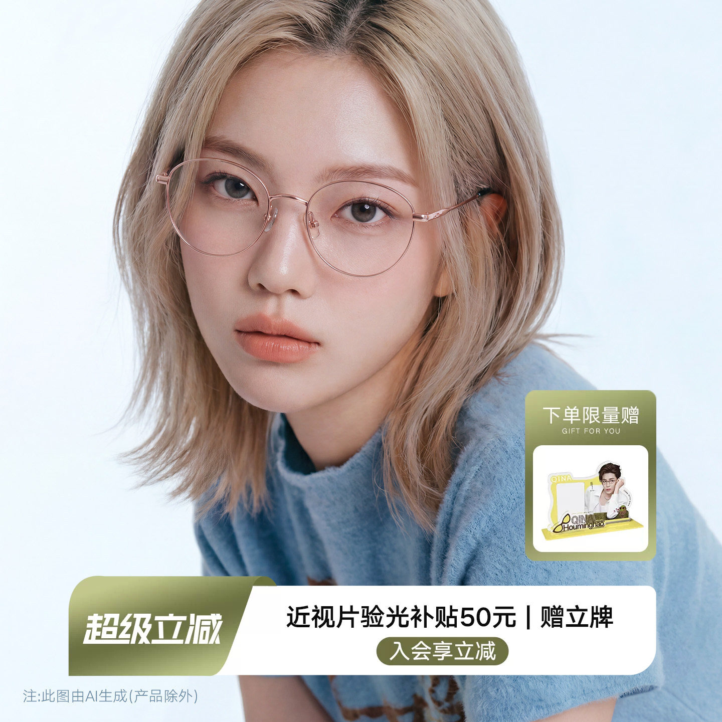 QINA亓那近视眼镜26新品防蓝光男款镜架钛框配度数镜框女QA7032