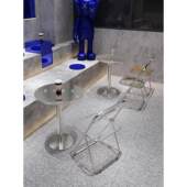 网红工业风咖啡厅不锈钢桌椅组合商用奶茶甜品小吃店透明折叠椅子