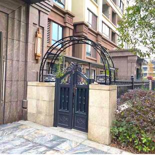 铁艺拱门花架半拱门爬藤架庭院别墅门柱攀爬支架门头爬藤架可定制