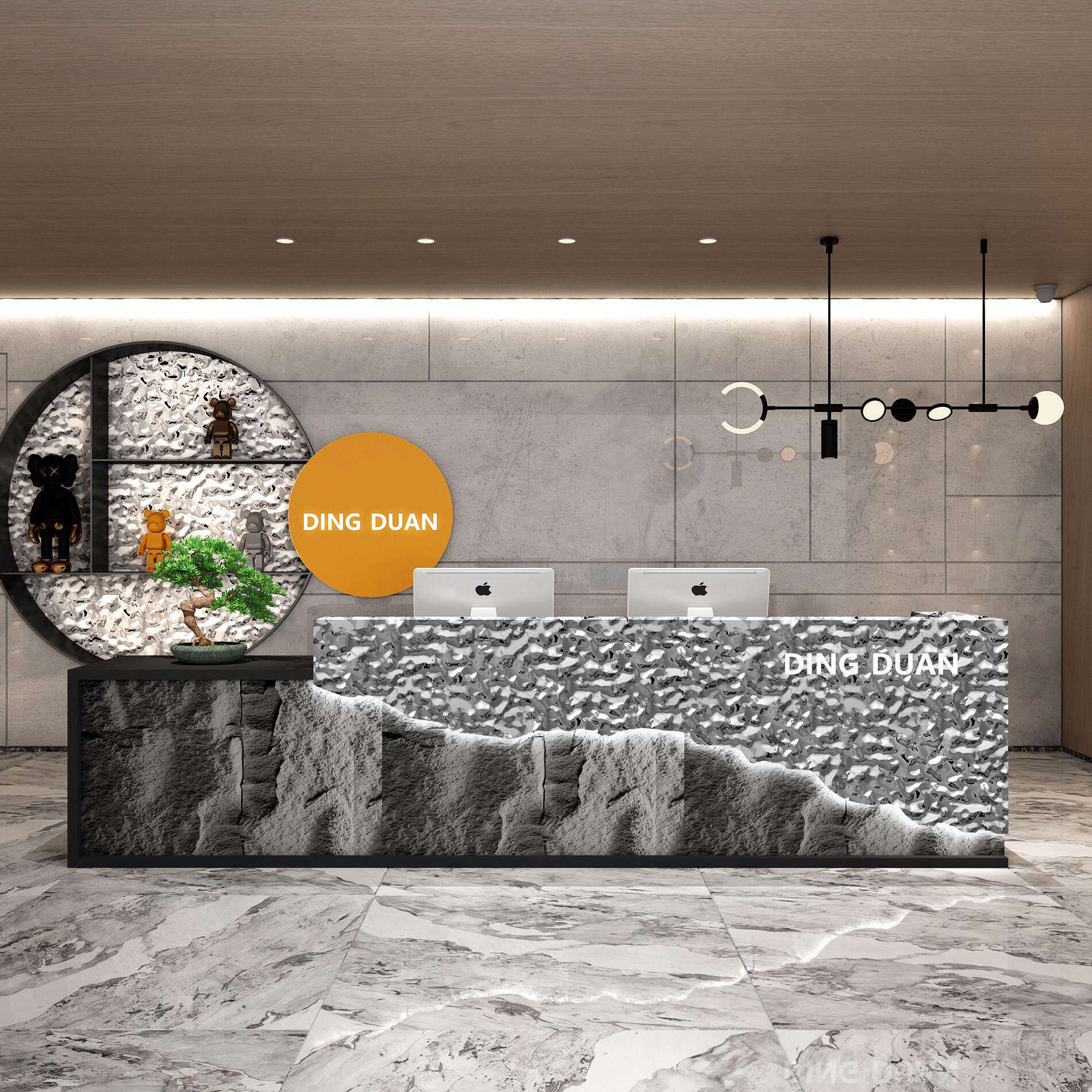 轻奢不锈钢酒店美发店收银柜台工业风吧台健身房台球桌球前台接待