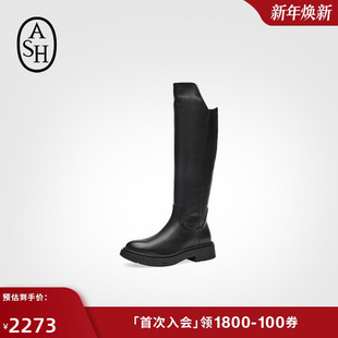 ASH女靴2025秋冬款 靴潮 MAXIM真皮及膝长靴女粗跟骑士靴高筒时装
