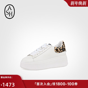 休闲板鞋 ASH女鞋 MOBY真皮圆头女系带厚底增高时尚 款 2025秋季