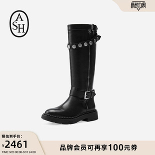 ASH女靴秋冬MELVIS厚底高筒靴女粗跟套筒时装 骑士长靴