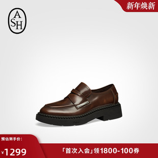 女粗跟一脚蹬复古单鞋 MEDUSA真皮中跟乐福鞋 秋季 ASH女鞋