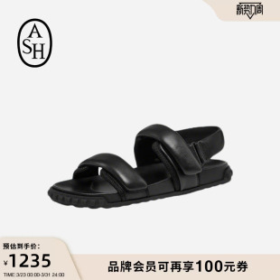 潮 女平底魔术贴百搭露趾休闲凉鞋 ASH女鞋 春夏TABOO真皮罗马鞋