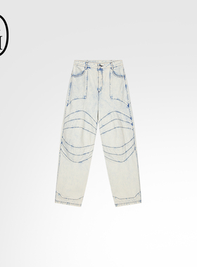 ASH女装CHARIOT BIS 复古水洗牛仔长裤女阔腿裤子