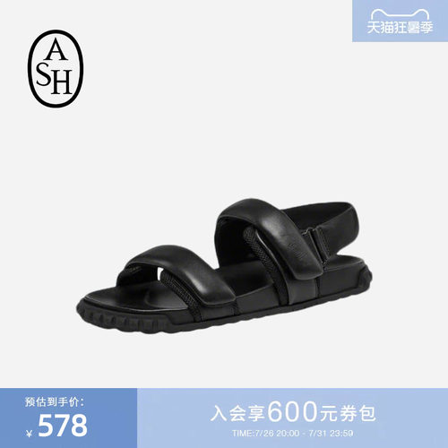 ASH女鞋春夏TABOO真皮罗马鞋女平底魔术贴百搭露趾休闲凉鞋潮
