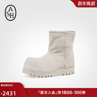 ASH女靴2025秋冬新款 QUEENS纯色休闲雪地靴女圆头厚底保暖短靴