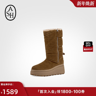 ASH女靴2025秋冬新款 休闲雪地靴女圆头厚底增高保暖长靴 OSLO时尚