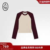 秋季 EPSON TEE ASH女装 拼色女宽松针织长袖 T恤