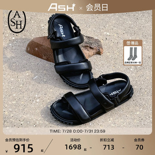 ASH女鞋 TABOO真皮羅馬鞋 女平底魔術貼百搭露趾涼鞋 潮 2025春夏新款