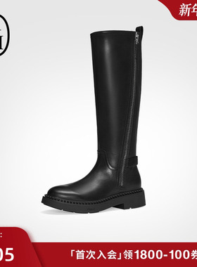 ASH女靴秋冬款MADMAN真皮高筒靴女粗跟性感及膝长靴骑士靴