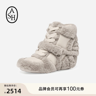 FUR高帮坡跟魔术贴毛绒百搭休闲运动鞋 女 秋冬BOWFFY ASH女鞋