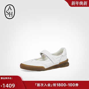 女平底运动玛丽珍休闲鞋 ASH女鞋 2025春夏PURE真皮魔术贴浅口单鞋