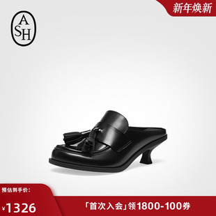 女细跟半拖流苏高跟穆勒鞋 凉拖鞋 潮 CAROL真皮包头时装 ASH2025夏季